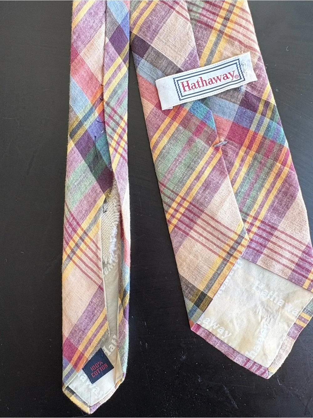 Vintage Madras Tie Cape Cod Hathaway cotton